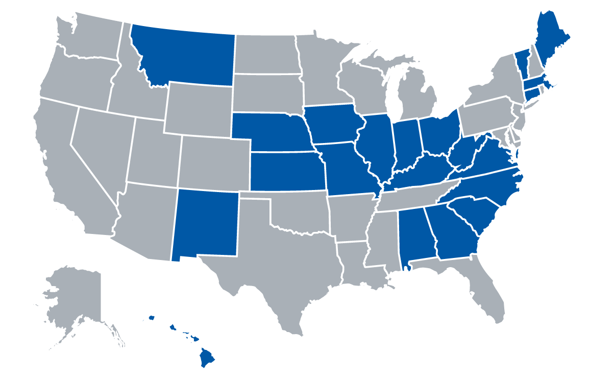 Map of Rockhurst University Online Nurse Practitioner Program Authorized States