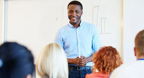 Ed. D. graduate showing leadership skills in K-12 school environment