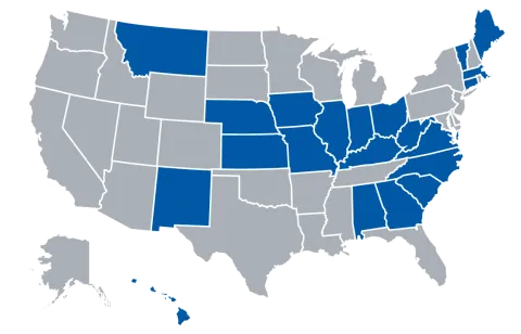 Map of Rockhurst University Online Nurse Practitioner Program Authorized States